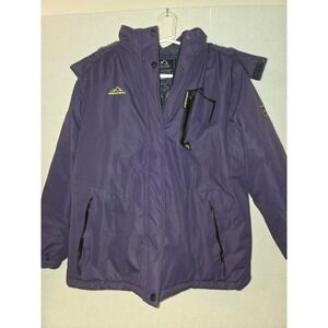 Outdoor Jacket Women Purple Faux Fur Lined Hooded Ski Winter Coat Size XL